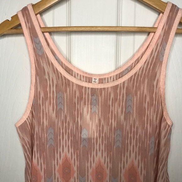 Sheer Pastel Psychedelic Hippie Native Tribal Aztec Geometric Tank Top - Picture 2 of 3